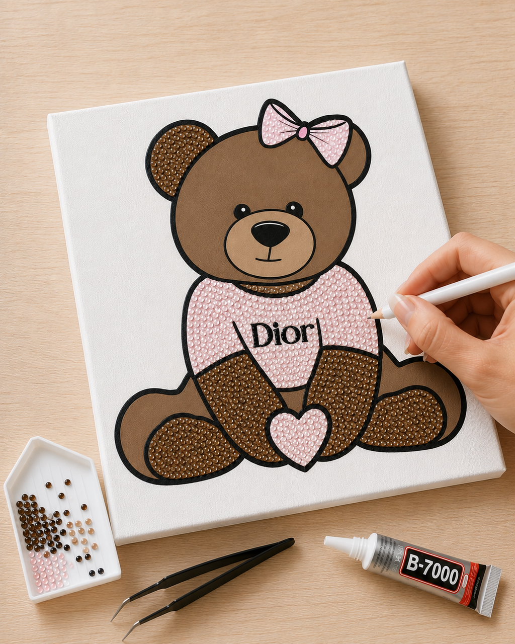 Teddy Bear DIY Bedazzle Canvas Kit