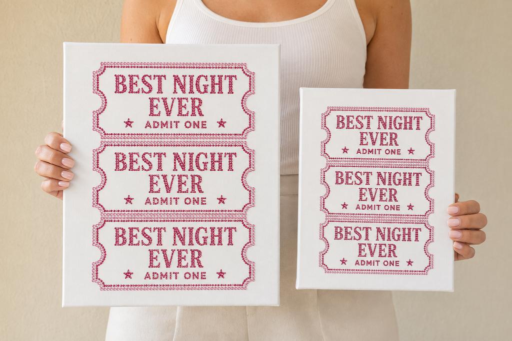 Best Night Ever white canvas size comparison 8 by 10 and 11 by 14 inches
