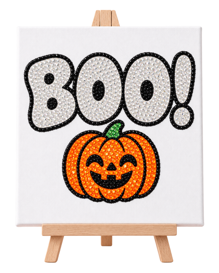 BOO! Pumpkin Halloween DIY Bedazzle Canvas Kit