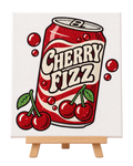 Finished Cherry Fizz rhinestone canvas displayed on a wooden easel