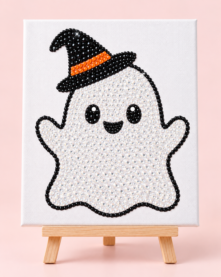 Little Witch Ghost Halloween DIY Bedazzle Canvas Kit