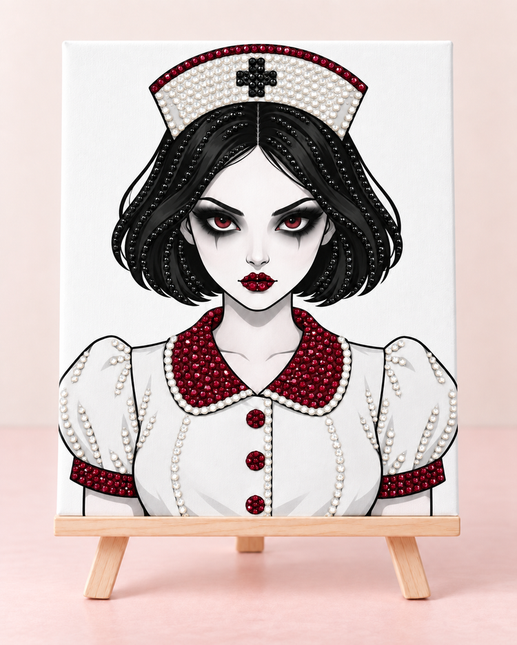 Haunted Night Shift Nurse Halloween DIY Bedazzle Canvas Kit