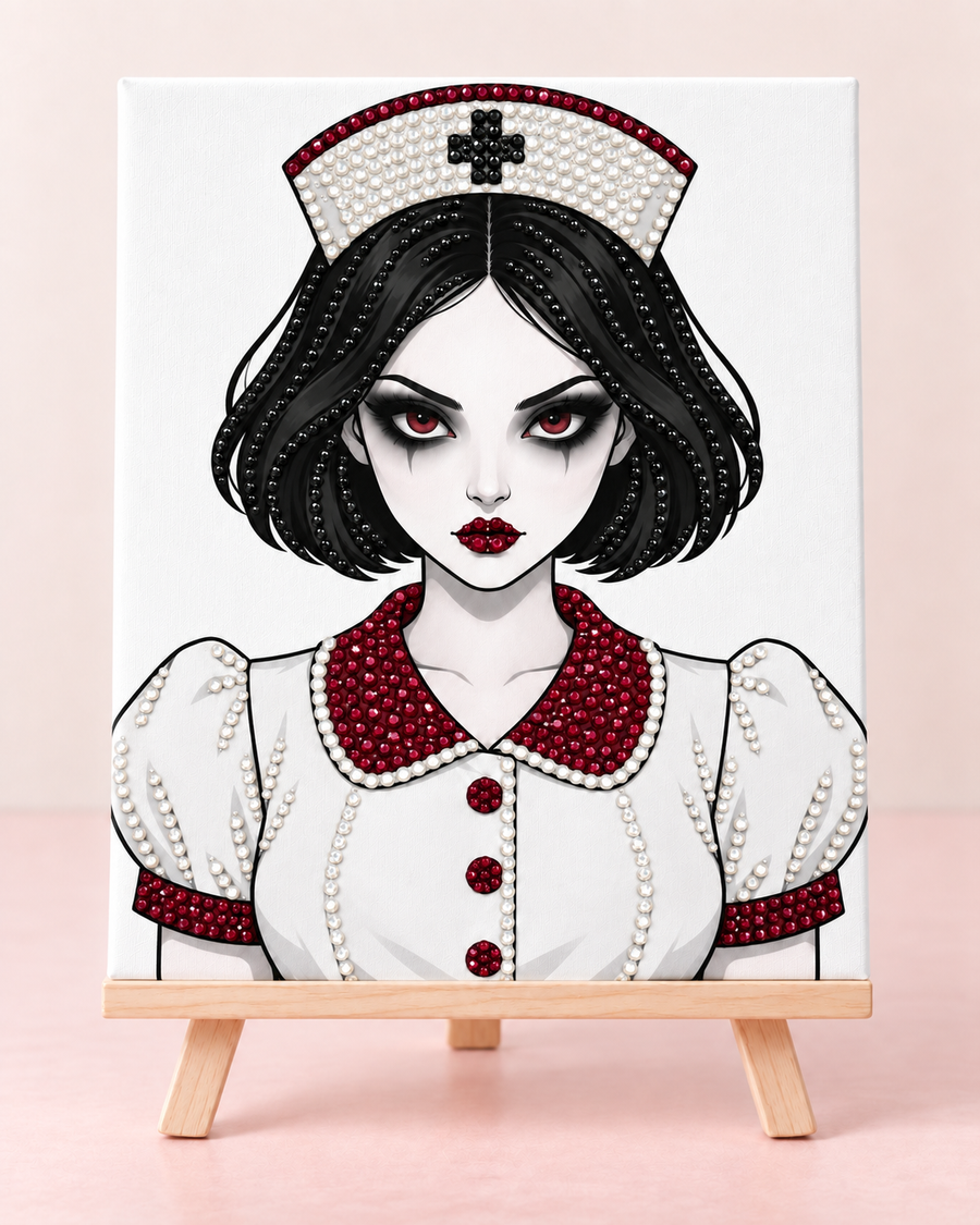 Haunted Night Shift Nurse Halloween DIY Bedazzle Canvas Kit