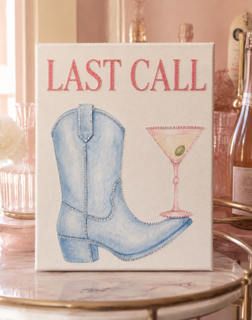 Finished Last Call rhinestone canvas