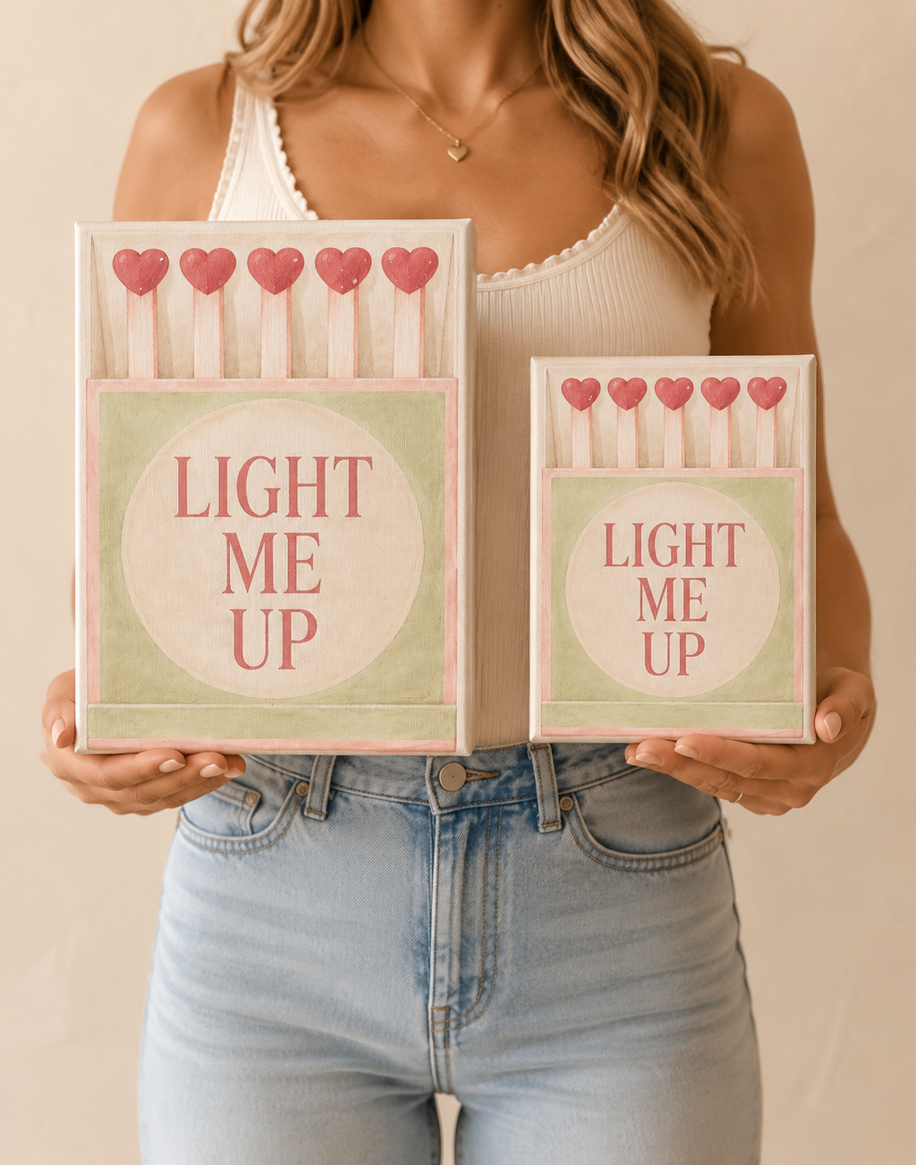 Light Me Up canvas size comparison 8 by 10 and 11 by 14 inches