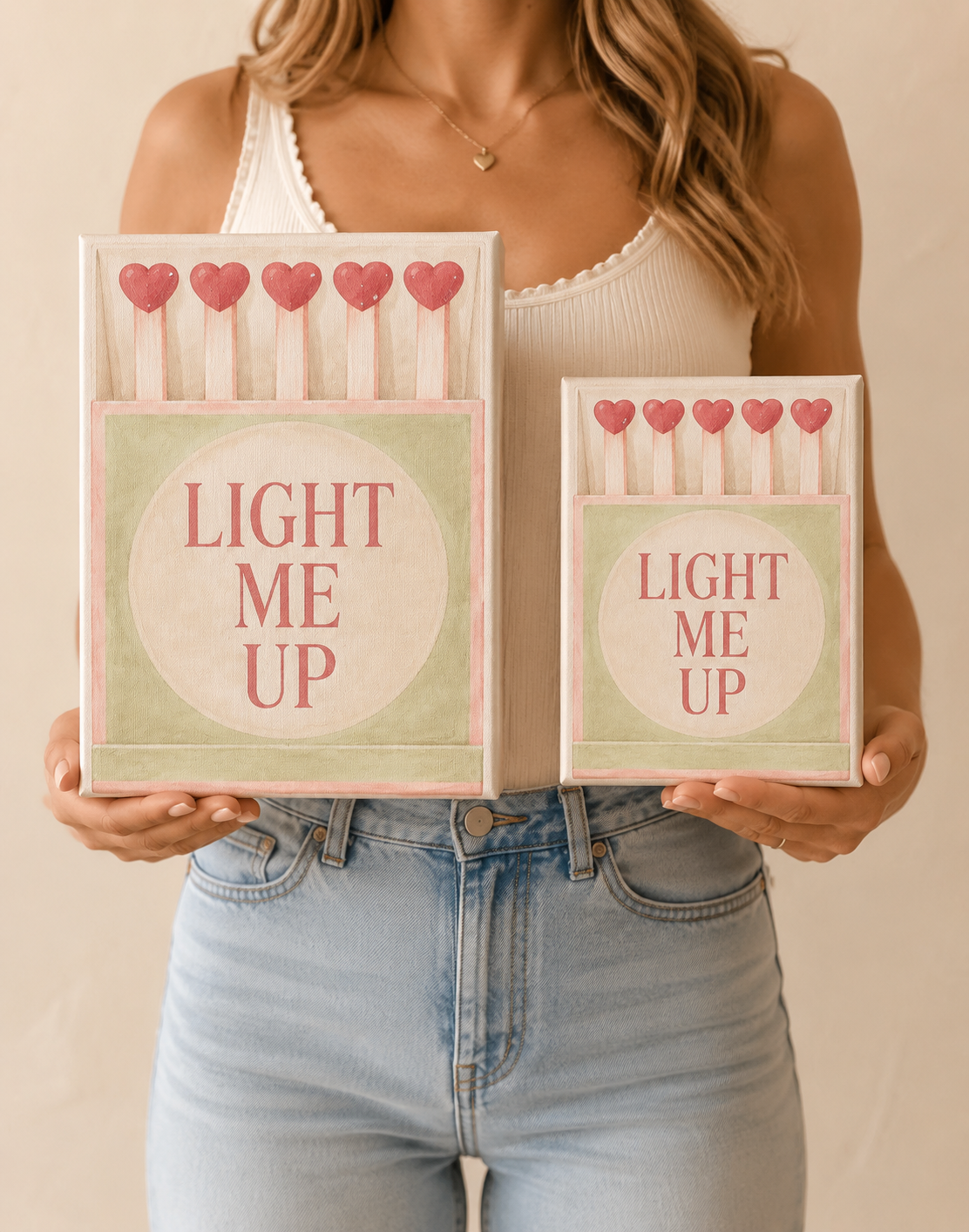 Light Me Up canvas size comparison 8 by 10 and 11 by 14 inches