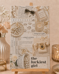Finished Luxe Headlines DIY bedazzle canvas kit displayed on a wooden easel