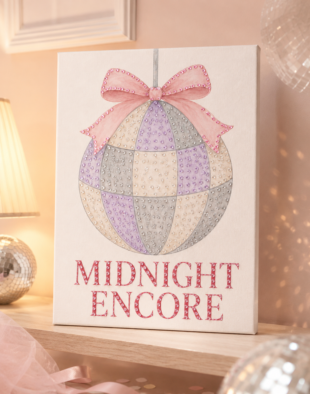 Completed Midnight Encore bedazzled canvas displayed in a room