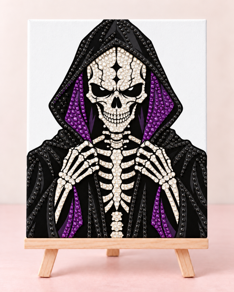 Midnight Reaper Skeleton Halloween DIY Bedazzle Canvas Kit