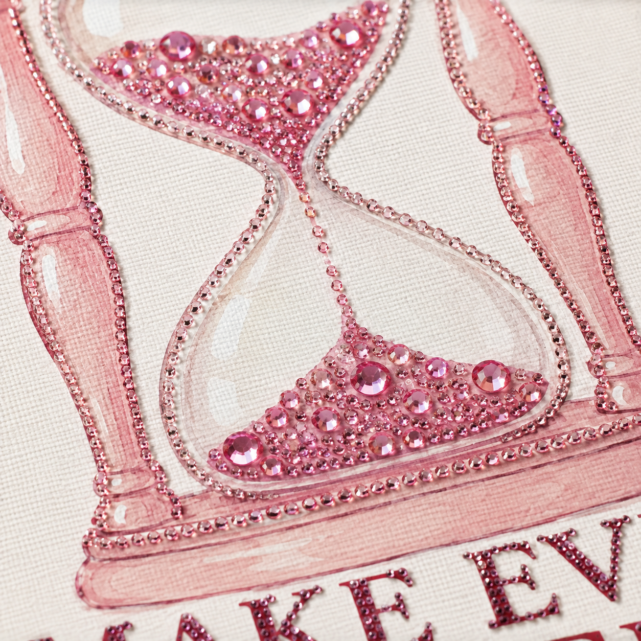 Pink Hourglass rhinestone detail
