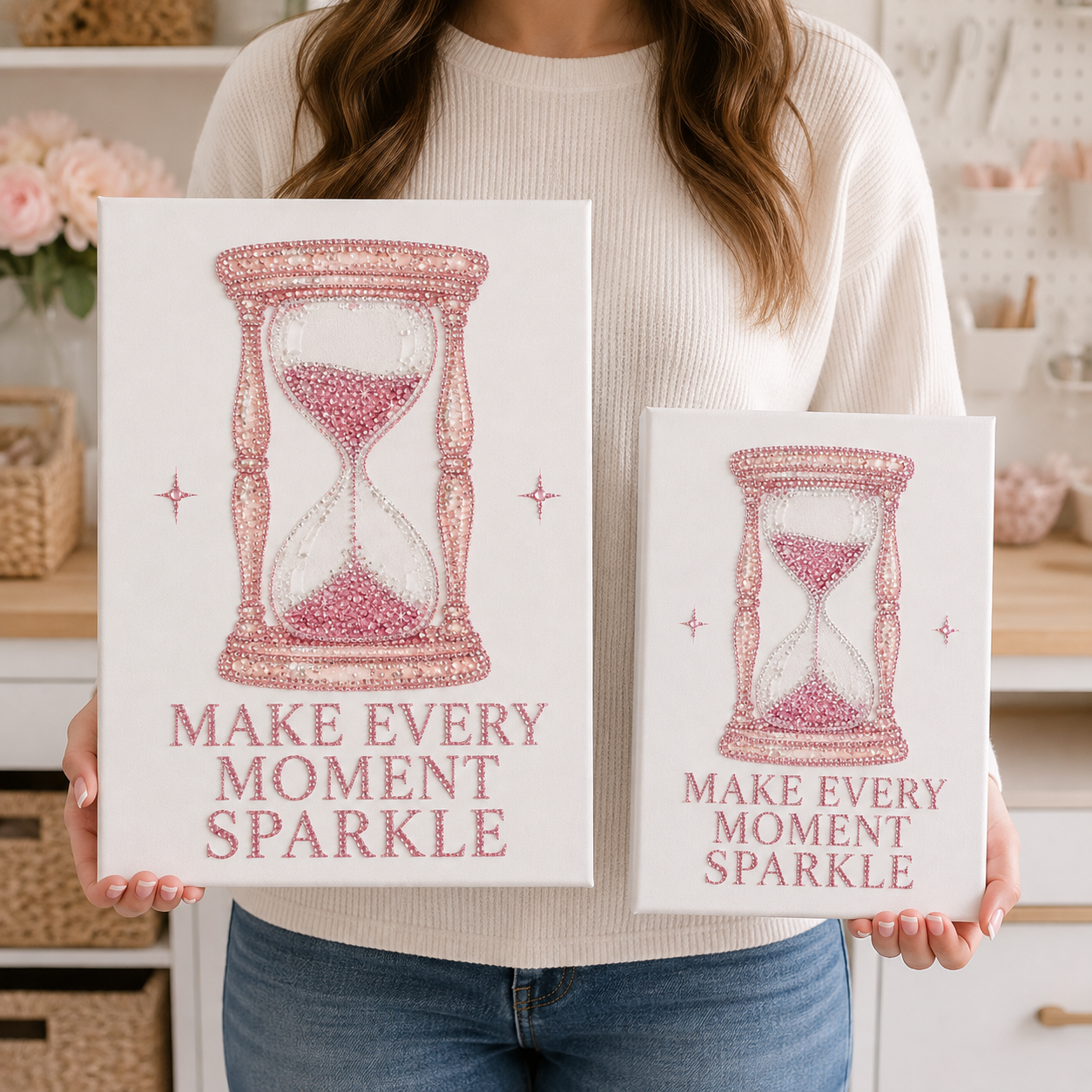 Pink Hourglass 8x10 and 11x14 canvas comparison