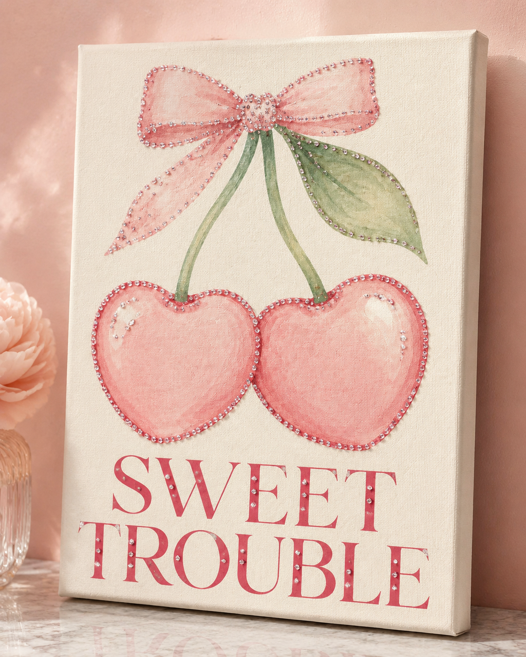 Sweet Trouble rhinestone canvas detail