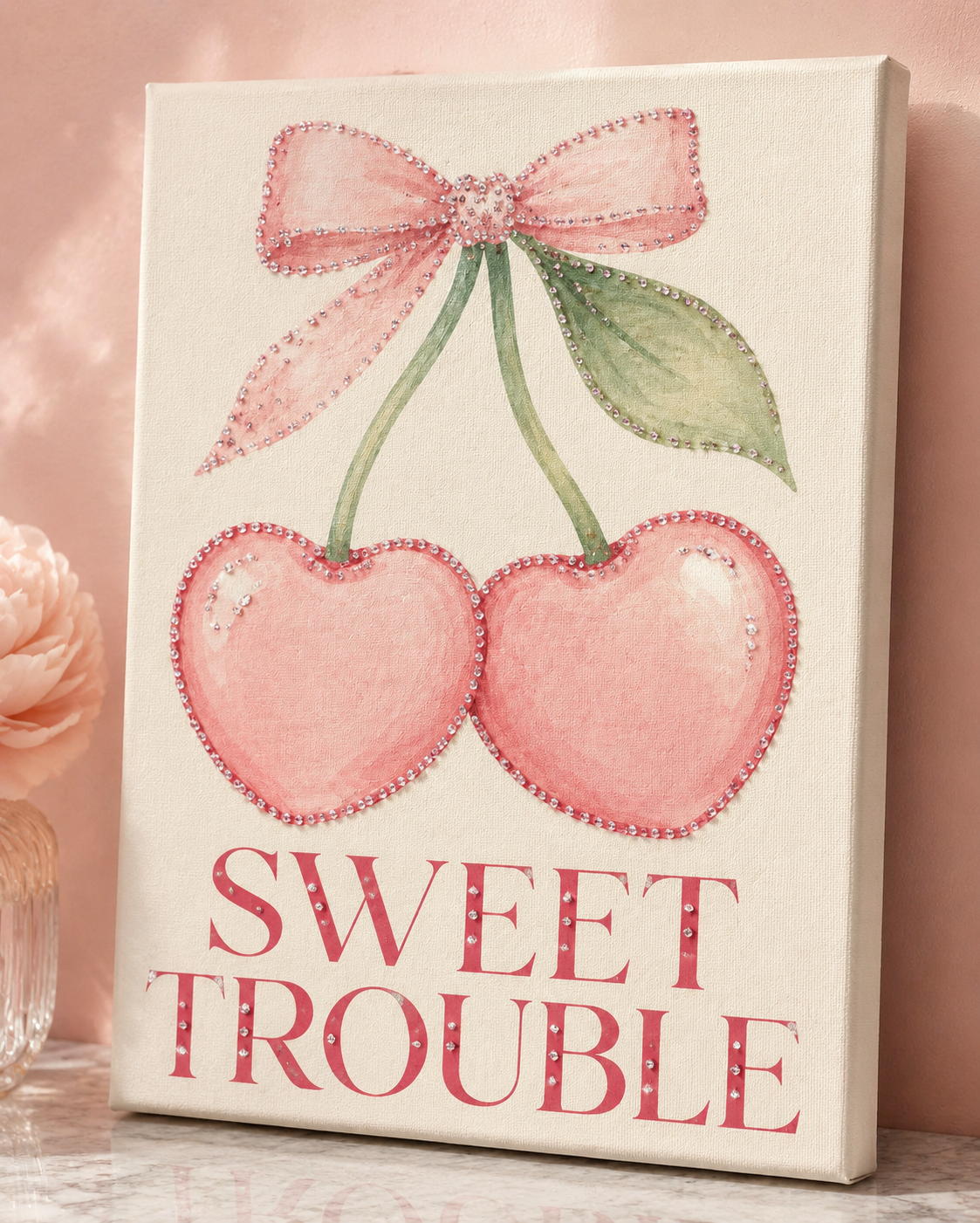 Sweet Trouble rhinestone canvas detail