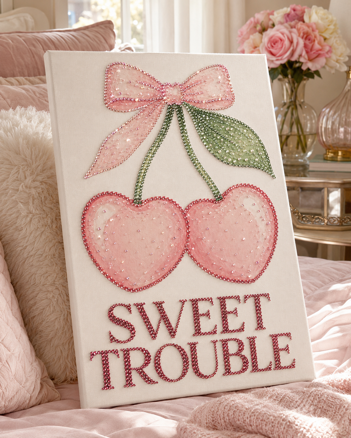 Finished Sweet Trouble rhinestone canvas