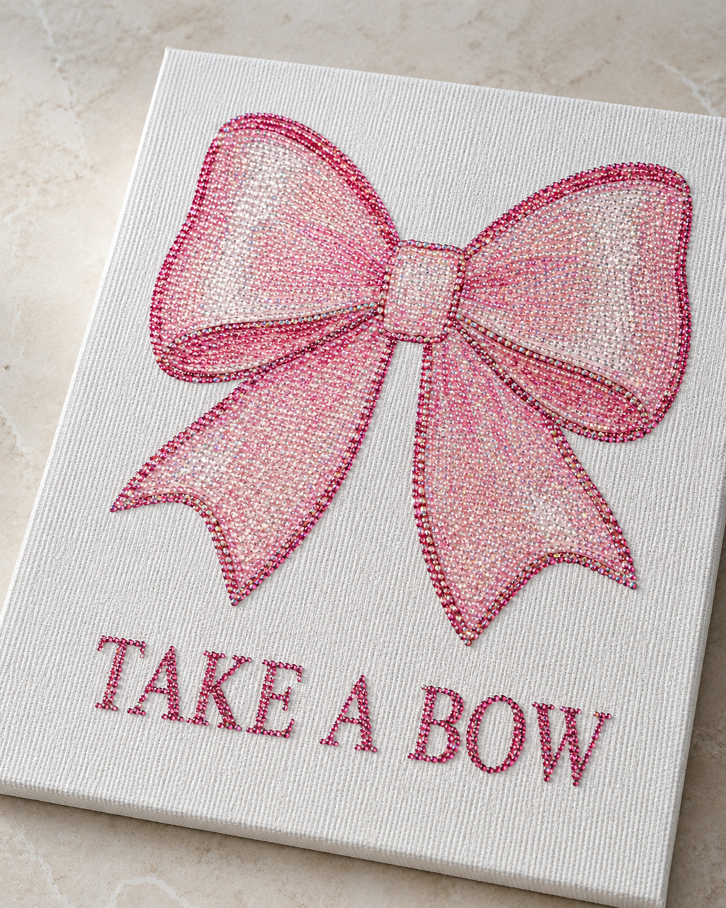 Take a Bow rhinestone canvas detail