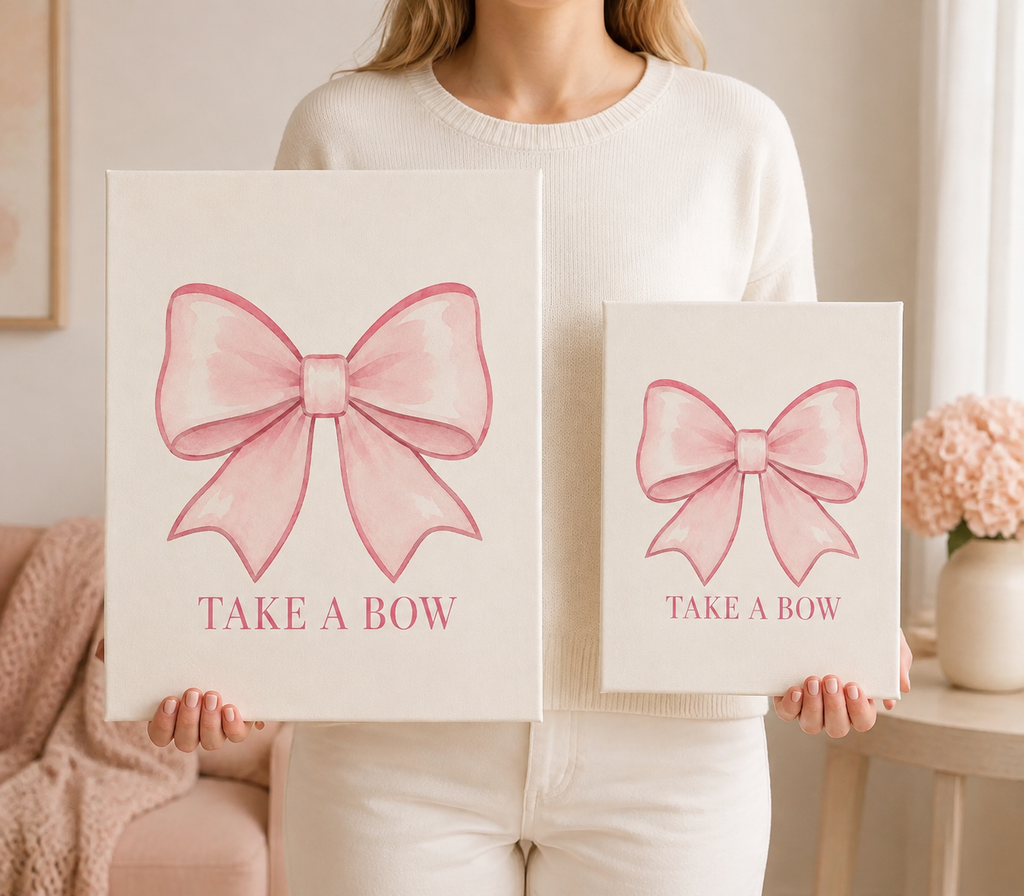 Take a Bow canvas size comparison 8 by 10 and 11 by 14 inches