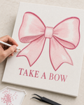 Take a Bow DIY bedazzle canvas kit in progress